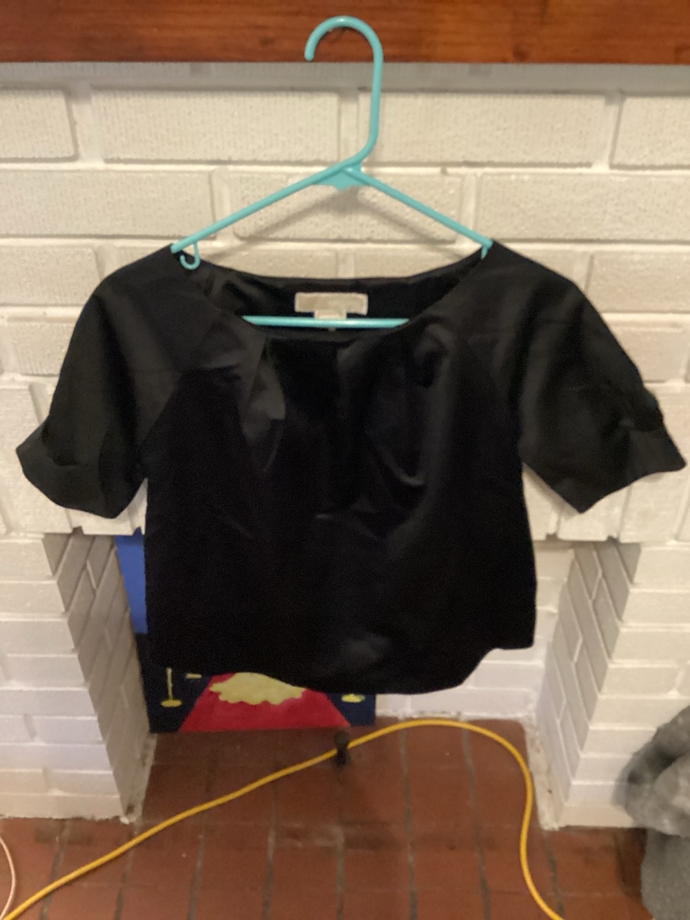 Michael Kors Black Short Sleeve Satin Crop Top